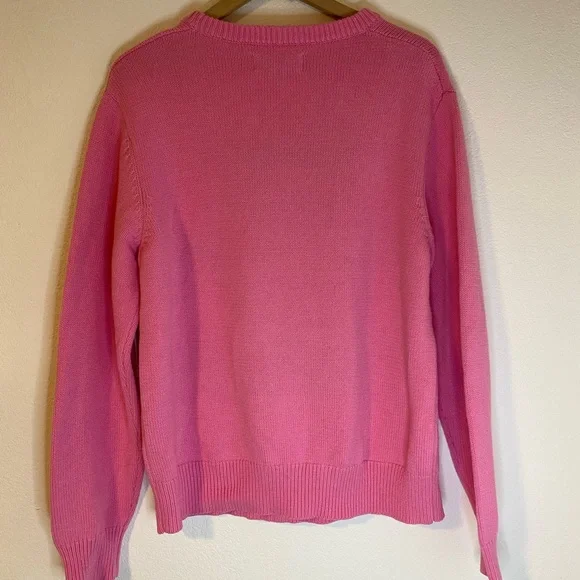 TF Teddy Fresh Pink Intarsia Sweater with Bear Design Size L - Picture 2 of 4